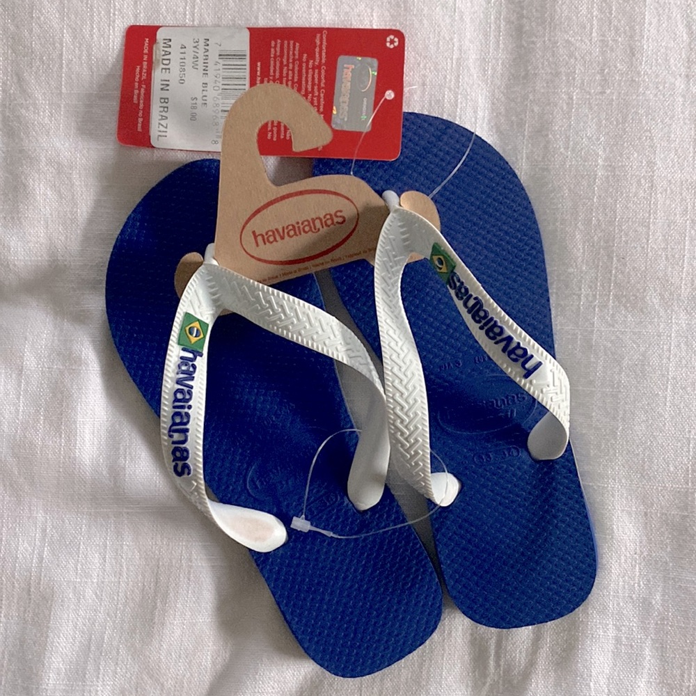 Kids Havaianas Blue and White Flip Flops